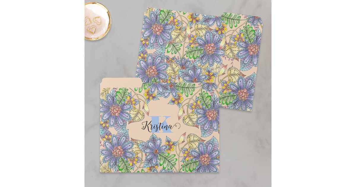 File Folder Icon Initla R Colorful Intricate Floral Name and Initial Letter File Folder | Zazzle