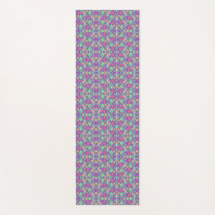 Colorful, intricate floral pattern on a long  yoga mat