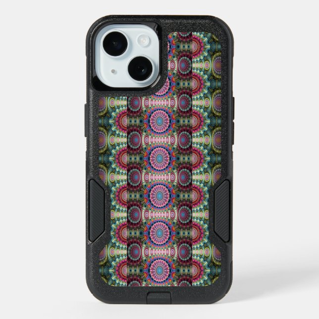 Colorful Intricate Geometric Pattern iPhone 15 Case (Back)