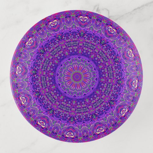 Colorful Intricate Purple Artistic Mandala Design Trinket Tray