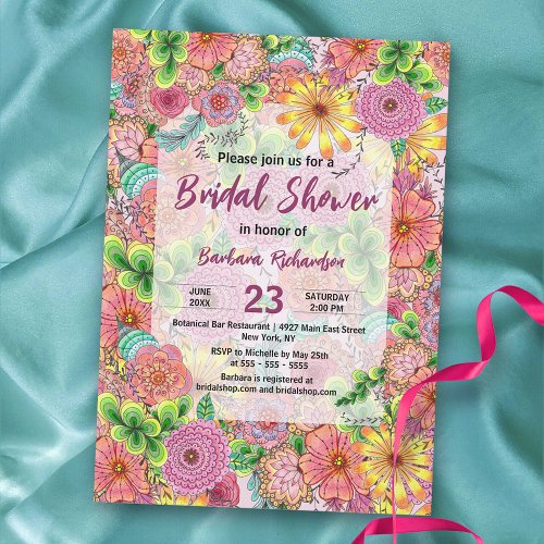 Colorful Intricate Vibrant Artistic Bridal Shower Invitation