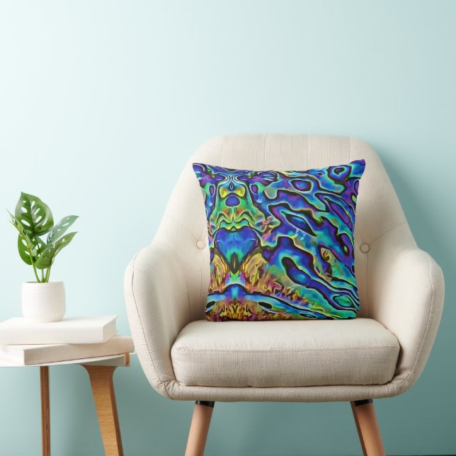 Colorful Iridescent Abalone Sea Shell     Throw Pillow (Chair)