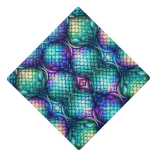 Colorful/iridescent aquatic scales graduation cap topper