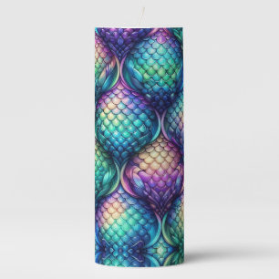 Colorful/iridescent aquatic scales pillar candle