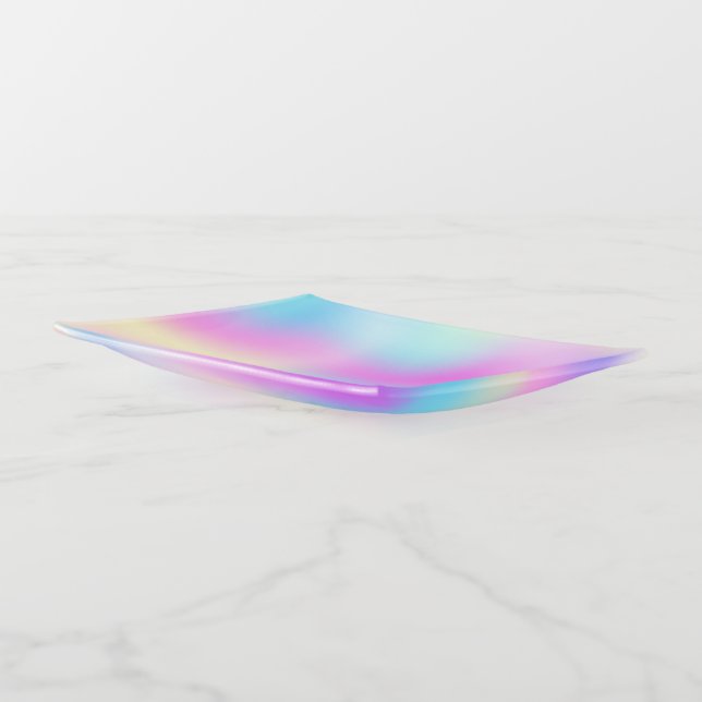 Colorful iridescent background trinket tray (Angled)