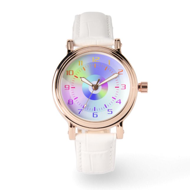 Colorful Iridescent Rainbow Good Vibes Gradient Watch (Front)
