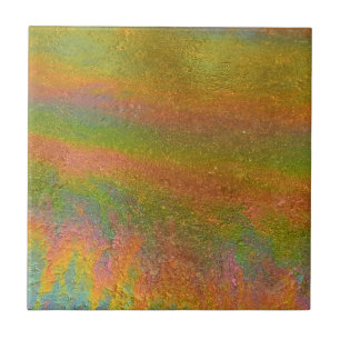 Colorful Iridescent Rainbow Oil Slick Ceramic Tile