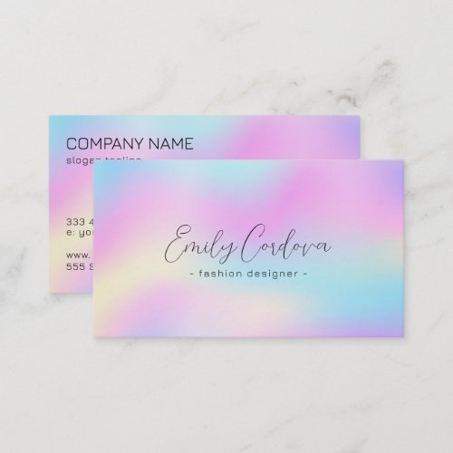 Colorful iridescent texture blac custom typography business card