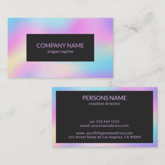 Colorful iridescent texture gold custom typography business card