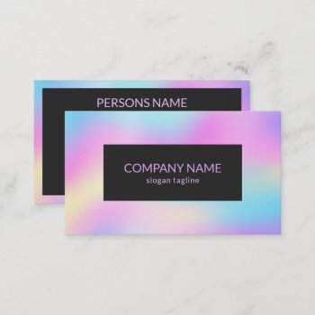 Colorful Iridescent Texture Gold Custom Typography Business Card by artOnWear at Zazzle