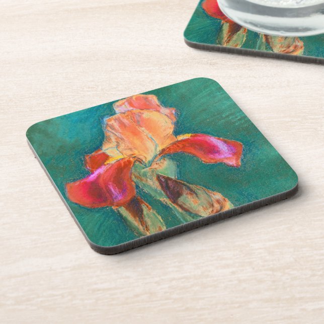 Colorful Iris Flower Beverage Coaster (Left Side)