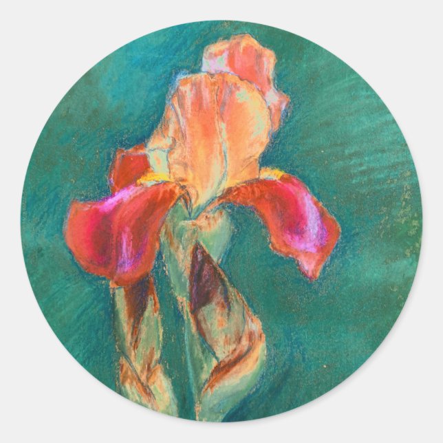 Colorful Iris Flower Classic Round Sticker (Front)