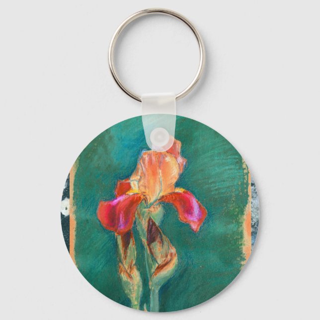 Colorful Iris Flower Keychain (Front)