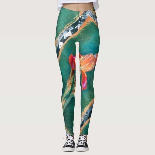Colorful Iris Flower Leggings (Front)