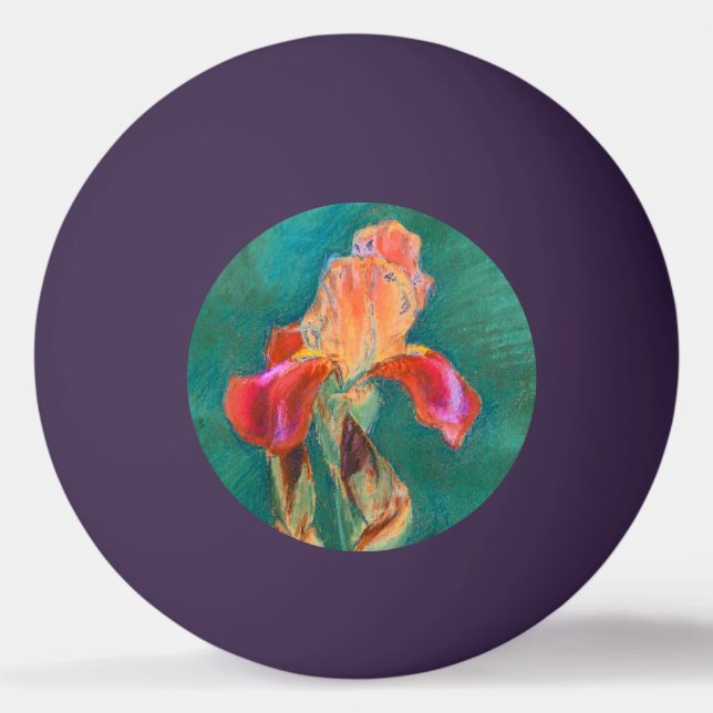 Colorful Iris Flower Ping Pong Ball (Front)