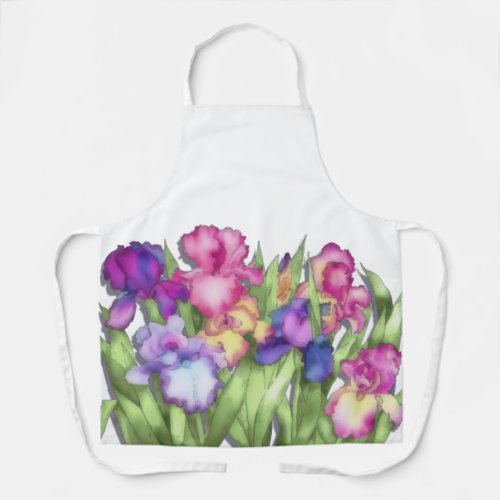 Colorful Iris Flowers Apron