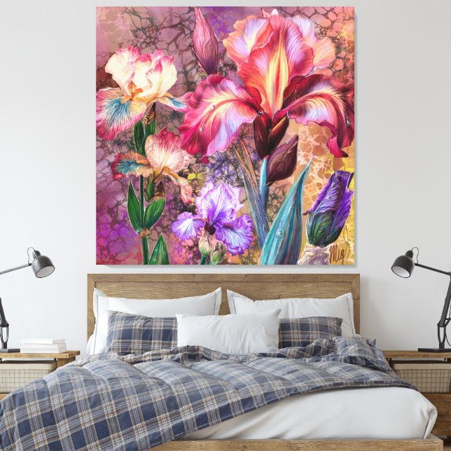 Colorful Irises Canvas Print (Insitu(Bedroom))