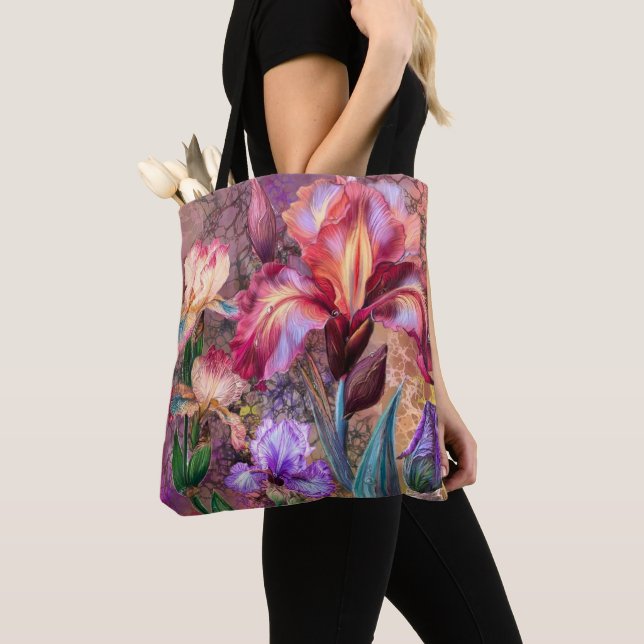 Colorful Irises Tote Bag (Close Up)