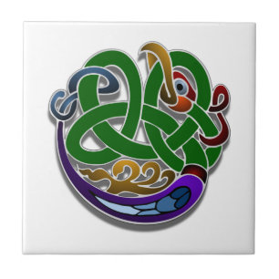 Colorful Irish Celtic Bird Design Ceramic Tile