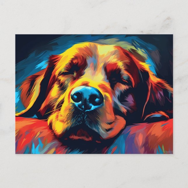 Colorful Irish Setter sleeping Postcard (Front)