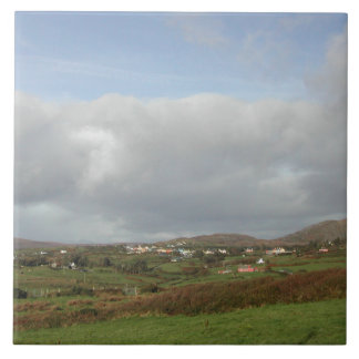 Colorful Irish Village Scene. Tile
