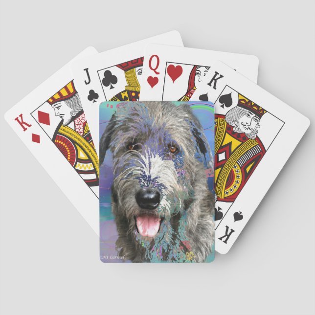 Colorful Irish Wolfhound Art Work  Poker Cards (Back)