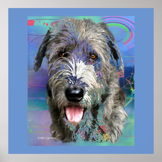 Colorful Irish Wolfhound Artwork Poster (Front)