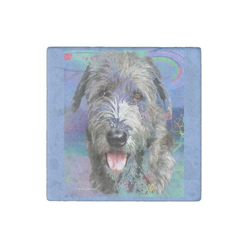 Colorful Irish Wolfhound Artwork  Stone Magnet