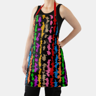 Colorful Irregular Abstract Design Black Apron