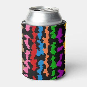 Colorful Irregular Abstract Design Black Can Cooler