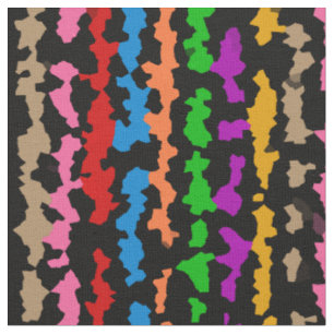 Colorful Irregular Abstract Design Black  Fabric