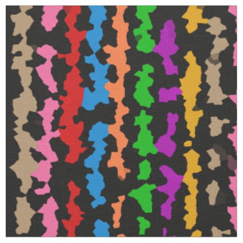 Colorful Irregular Abstract Design Black Fabric