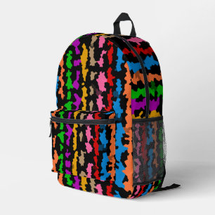 Colorful Irregular Abstract Design Black Printed Backpack