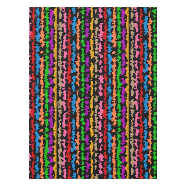 Colorful Irregular Abstract Design Black  Tablecloth (Front)