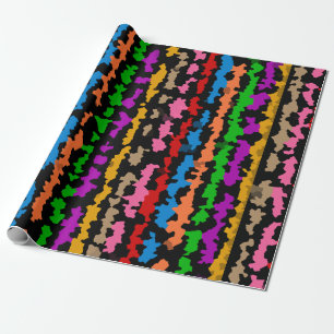 Colorful Irregular Abstract Design Black Wrapping Paper