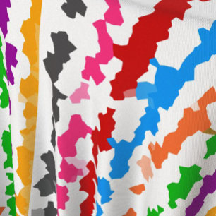 Colorful Irregular Abstract Design White Fabric