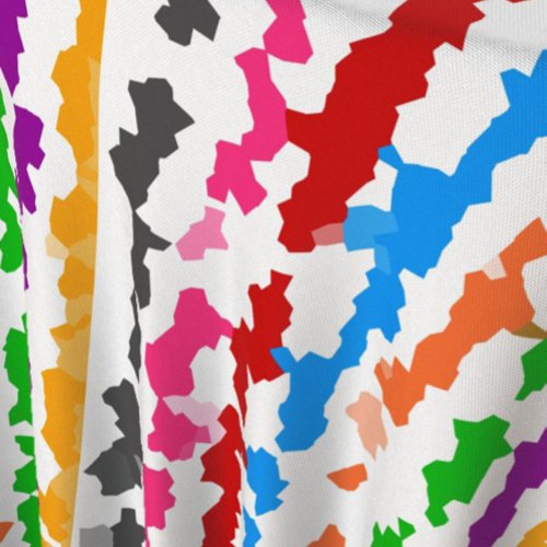 Colorful Irregular Abstract Design White Fabric