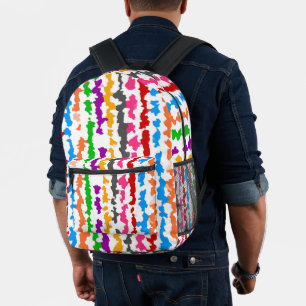 Colorful Irregular Abstract Design White Printed Backpack