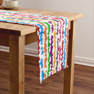 Colorful Irregular Abstract Design White Short Table Runner