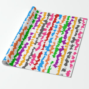 Colorful Irregular Abstract Design White Wrapping Paper