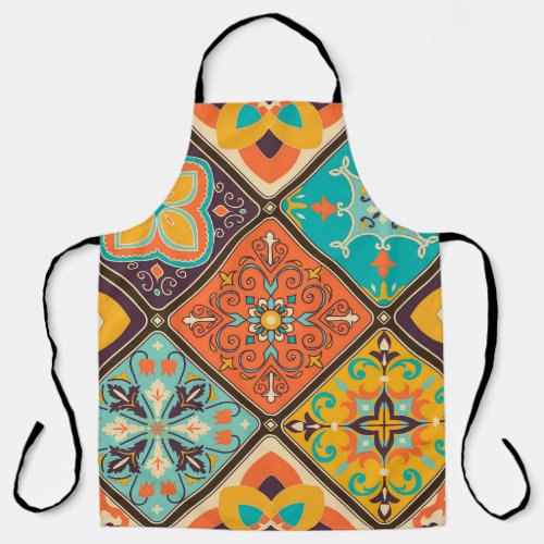 Colorful Islamic_inspired patchwork tile Apron