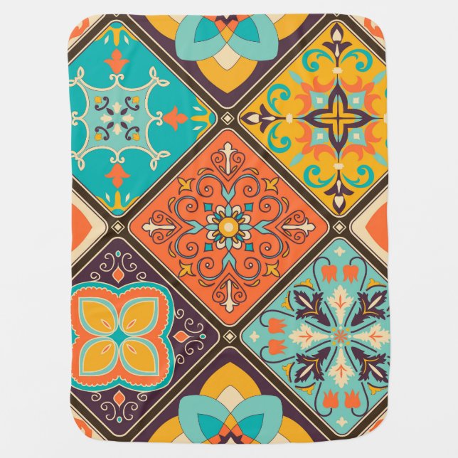 Colorful Islamic-inspired patchwork tile. Baby Blanket (Front)