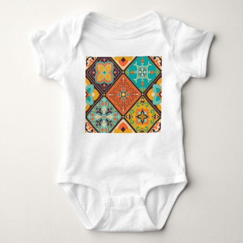 Colorful Islamic_inspired patchwork tile Baby Bodysuit