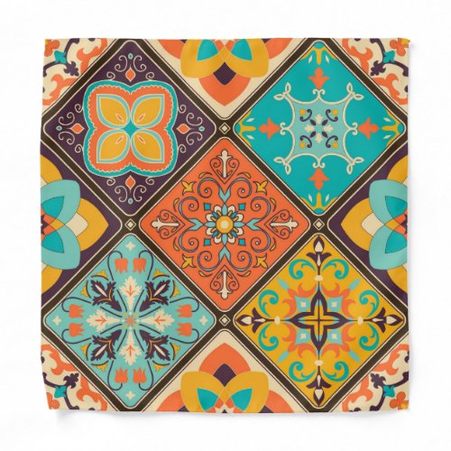 Colorful Islamic_inspired patchwork tile Bandana