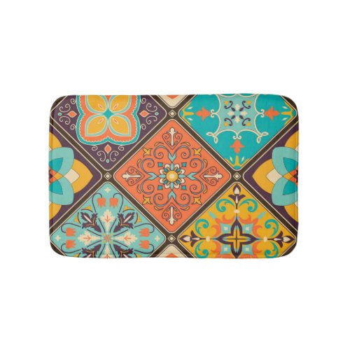 Colorful Islamic_inspired patchwork tile Bath Mat