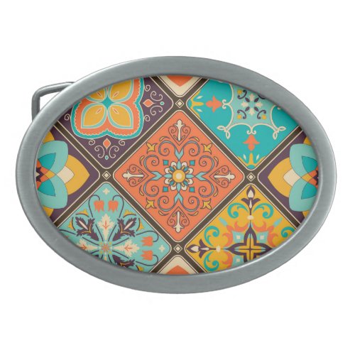 Colorful Islamic_inspired patchwork tile Belt Buckle