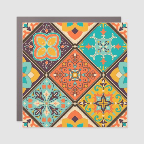 Colorful Islamic_inspired patchwork tile Car Magnet