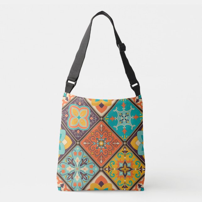 Colorful Islamic-inspired patchwork tile. Crossbody Bag (Front)
