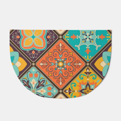 Colorful Islamic_inspired patchwork tile Doormat