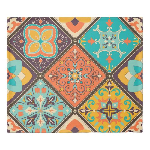 Colorful Islamic_inspired patchwork tile Duvet Cover